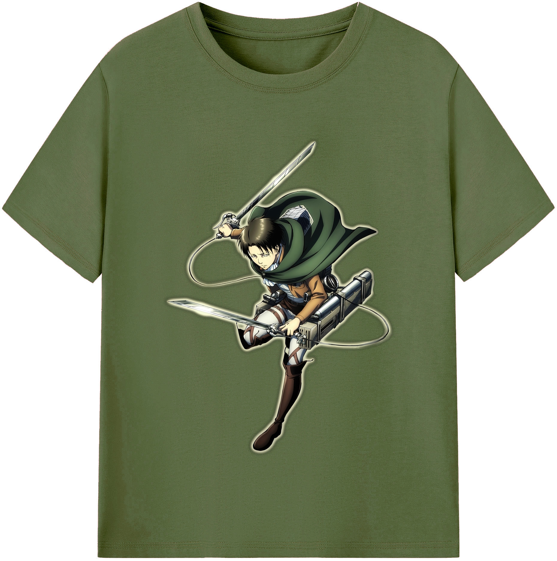 （画像用） 進撃の巨人 リヴァイ·アッカーマン Attack on Titan Levi Ackerman 綿100％半袖Tシャツ（フロントプリント）